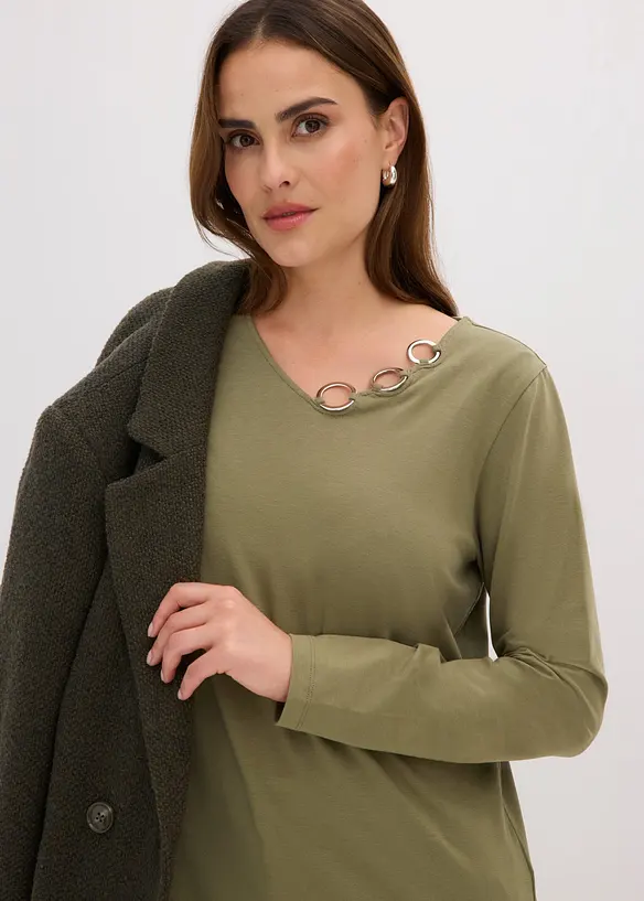 Maglia a maniche lunghe con occhielli, bonprix