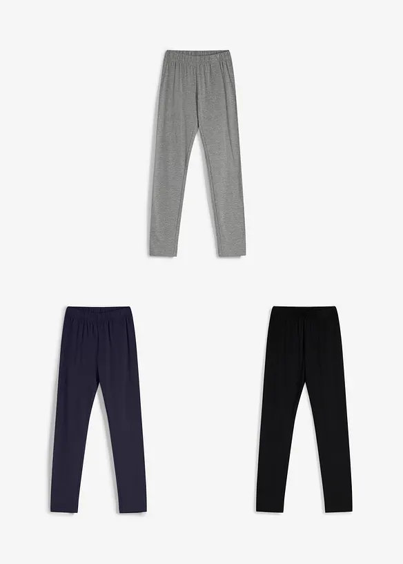 Leggings in misto cotone biologico elasticizzato (pacco da 3), bonprix