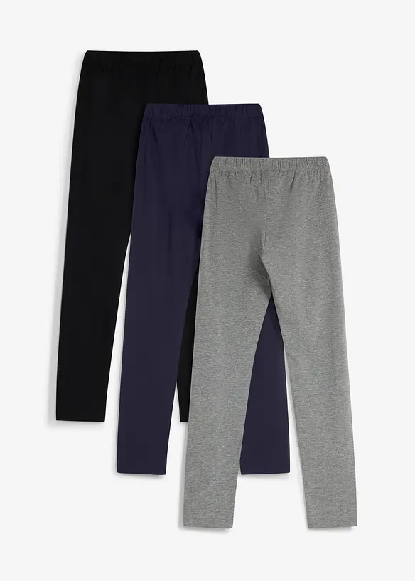 Leggings in misto cotone biologico elasticizzato (pacco da 3), bonprix