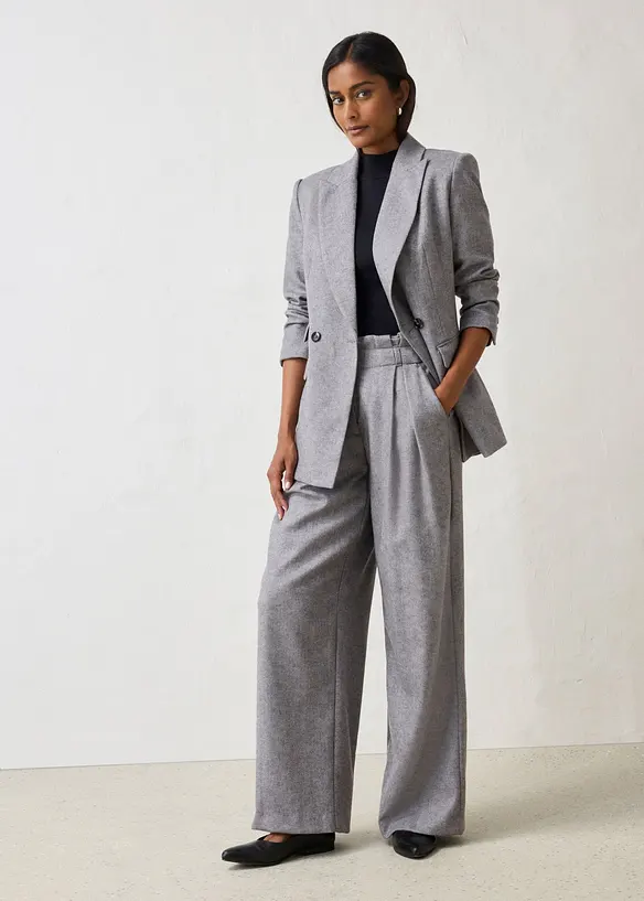 Pantaloni con pinces larghi in misto lana, bonprix