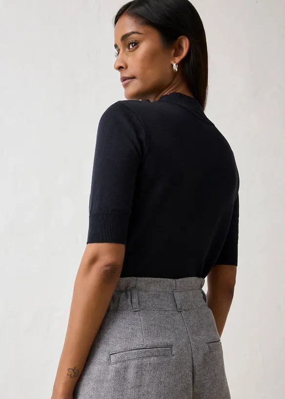 Pantaloni con pinces larghi in misto lana, bonprix