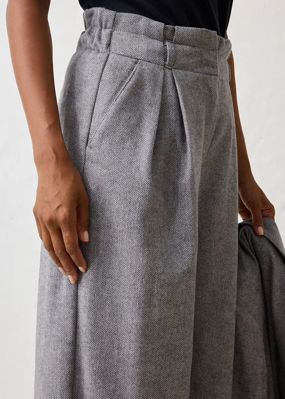 Pantaloni con pinces larghi in misto lana, bonprix
