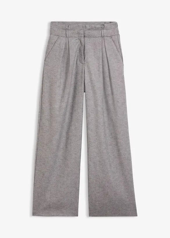Pantaloni con pinces larghi in misto lana, bonprix
