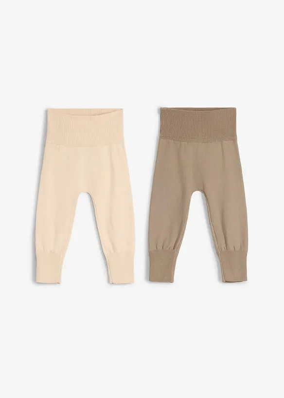 Pantaloni allungabili in morbida maglia di misto cotone (pacco da 2), bonprix