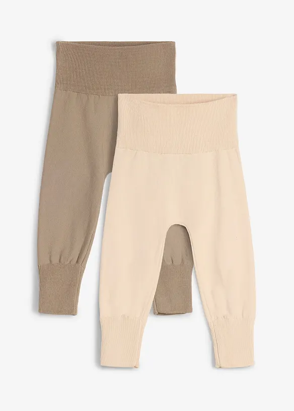 Pantaloni allungabili in morbida maglia di misto cotone (pacco da 2), bonprix