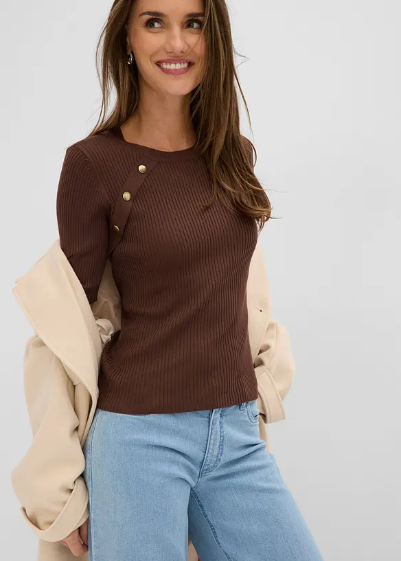 Maglione in filato fine di misto viscosa morbido, bonprix