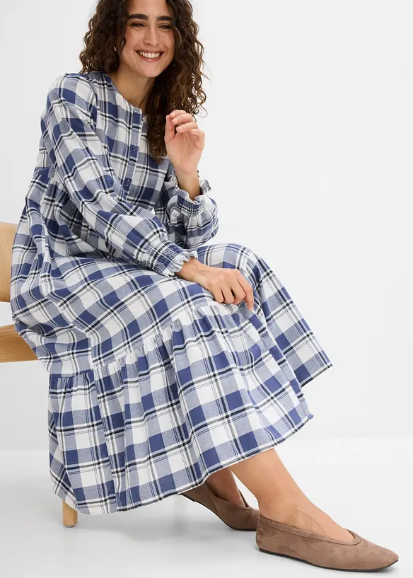 Abito midi in flanella di puro cotone, bonprix