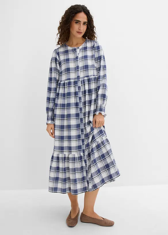 Abito midi in flanella di puro cotone, bonprix