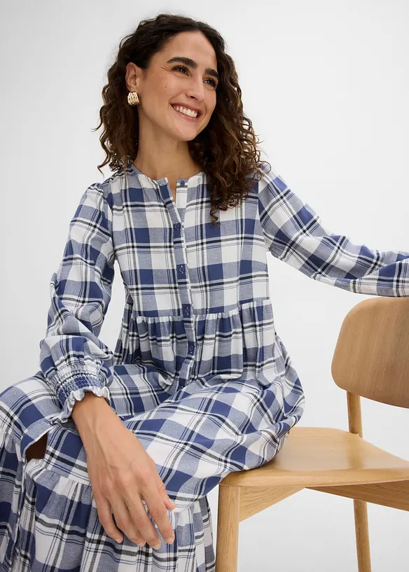 Abito midi in flanella di puro cotone, bonprix
