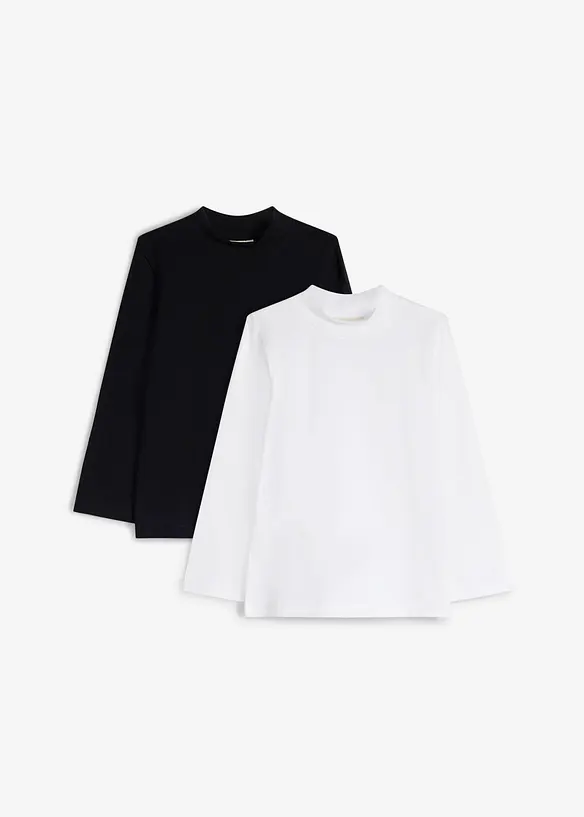 Maglia a maniche lunghe in misto cotone biologico elasticizzato (pacco da 2), bonprix