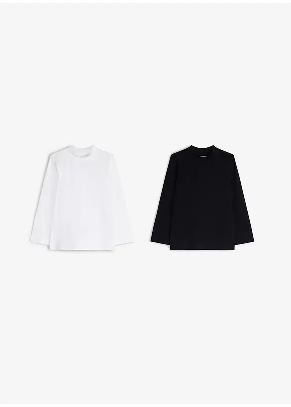Maglia a maniche lunghe in misto cotone biologico elasticizzato (pacco da 2), bonprix