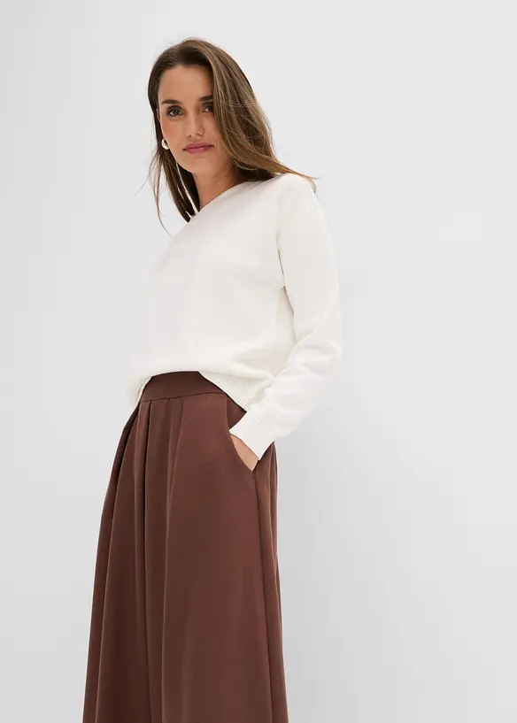 Gonna a pieghe con vita elasticizzata, bonprix