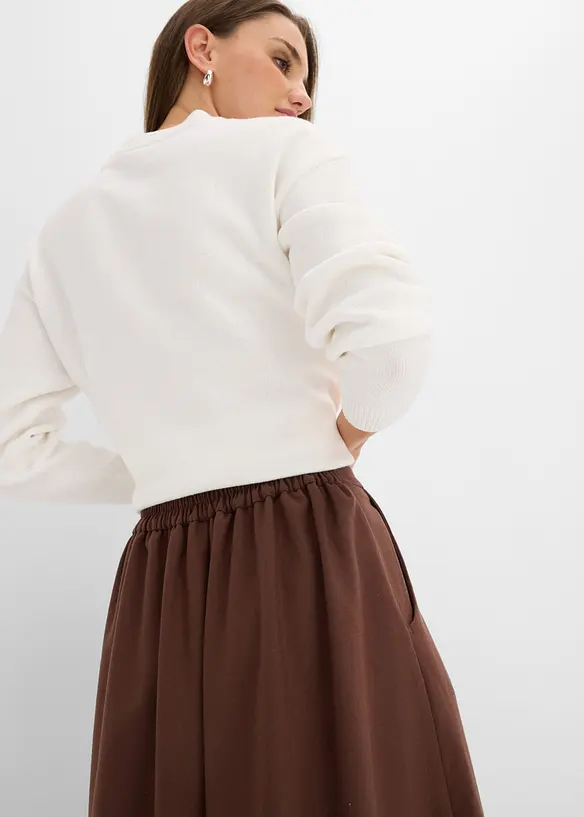 Gonna a pieghe con vita elasticizzata, bonprix