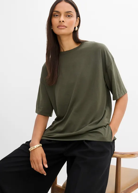 T-shirt ampia in misto cotone, bonprix