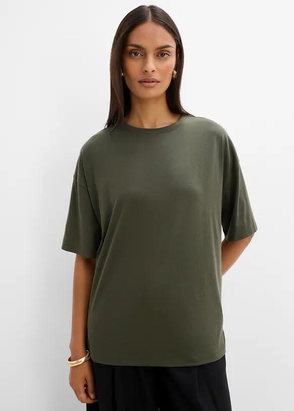 T-shirt ampia in misto cotone, bonprix
