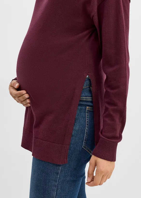 Maglione pr&eacute;maman in morbido cotone biologico con spacchi per l'allattamento, bonprix
