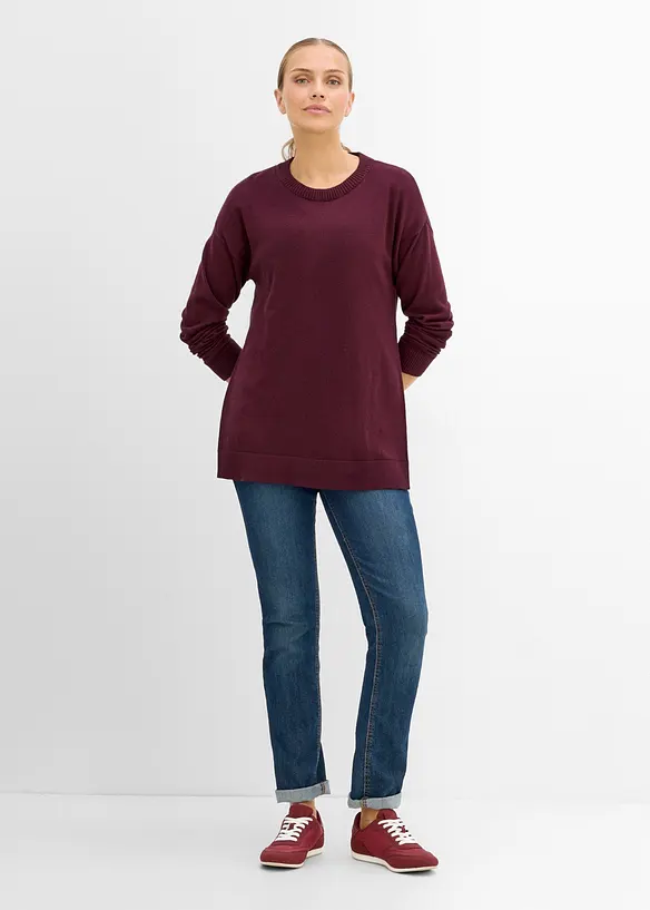 Maglione pr&eacute;maman in morbido cotone biologico con spacchi per l'allattamento, bonprix