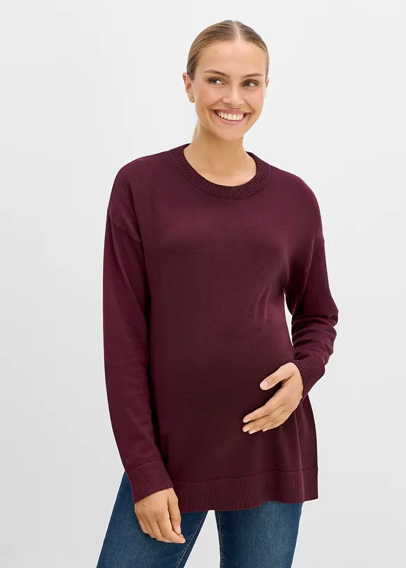 Maglione pr&eacute;maman in morbido cotone biologico con spacchi per l'allattamento, bonprix