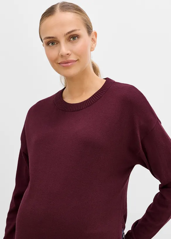 Maglione pr&eacute;maman in morbido cotone biologico con spacchi per l'allattamento, bonprix