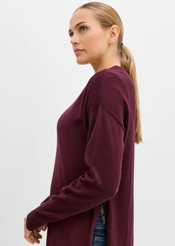 Maglione pr&eacute;maman in morbido cotone biologico con spacchi per l'allattamento, bonprix