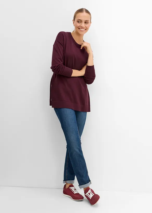 Maglione pr&eacute;maman in morbido cotone biologico con spacchi per l'allattamento, bonprix