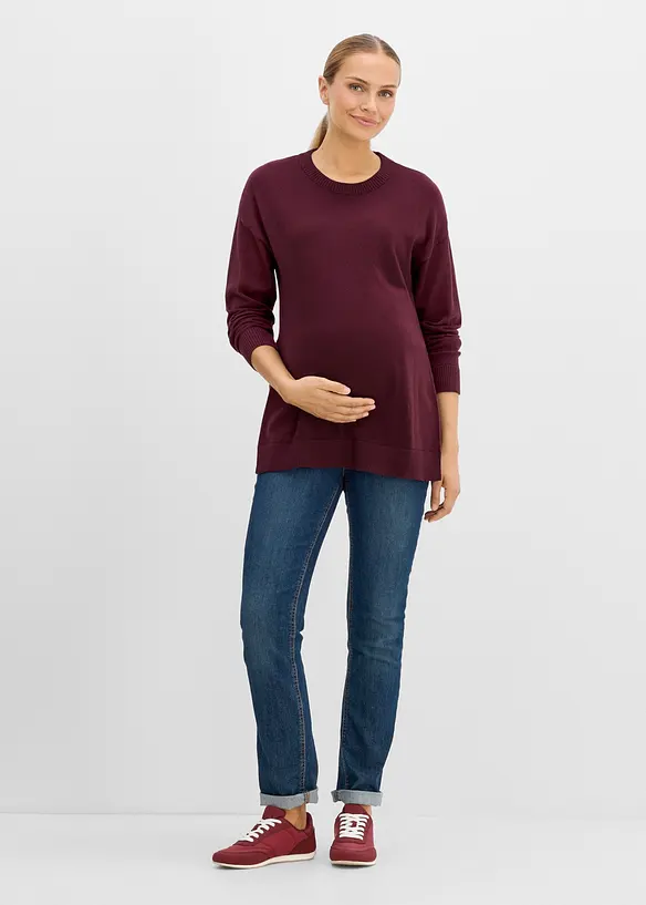 Maglione pr&eacute;maman in morbido cotone biologico con spacchi per l'allattamento, bonprix