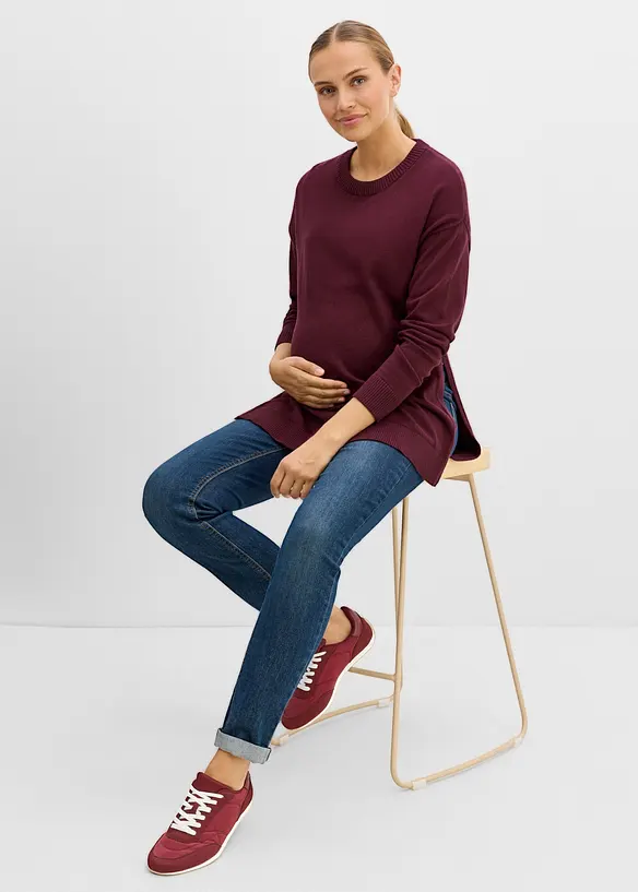 Maglione pr&eacute;maman in morbido cotone biologico con spacchi per l'allattamento, bonprix