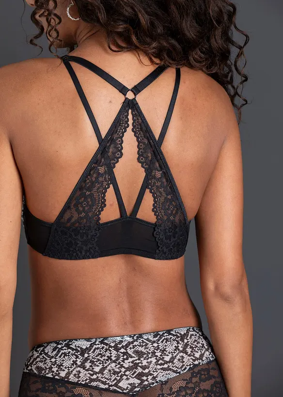 Reggiseno pitonato con coppe preformate e chiusura anteriore, bonprix