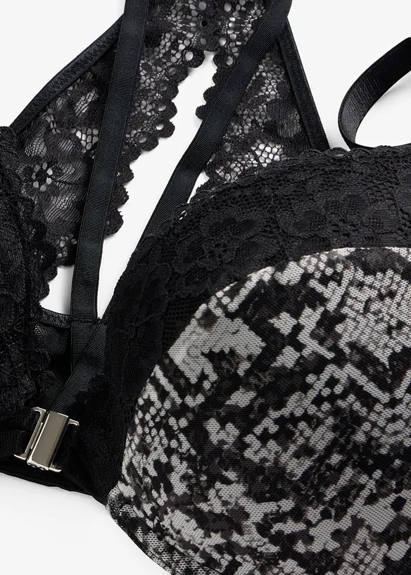 Reggiseno pitonato con coppe preformate e chiusura anteriore, bonprix