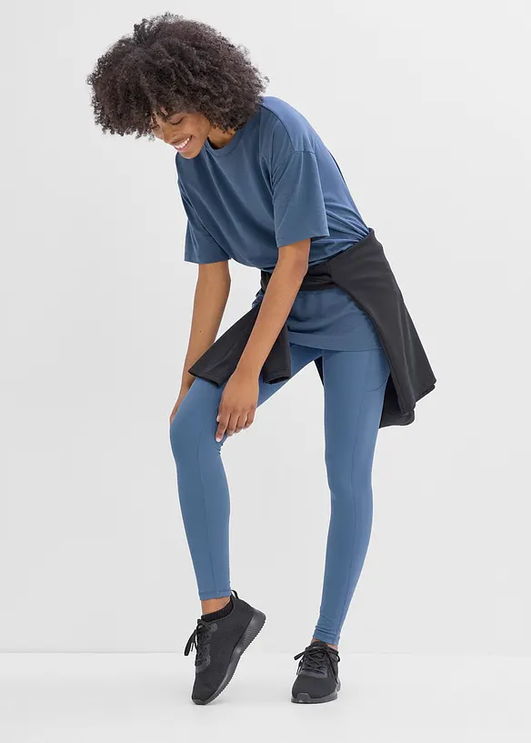 T-shirt per sport oversize con cotone, ad asciugatura rapida, bonprix