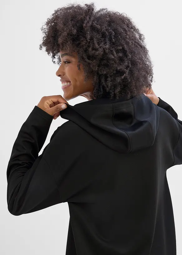 Felpa sportiva oversize ad asciugatura rapida con cappuccio, bonprix