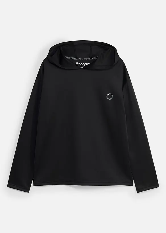 Felpa sportiva oversize ad asciugatura rapida con cappuccio, bonprix