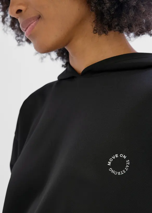 Felpa sportiva oversize ad asciugatura rapida con cappuccio, bonprix