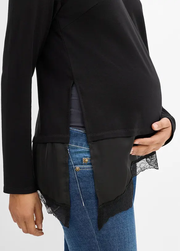 Maglia pr&eacute;maman / da allattamento 2 in 1 con pizzo, bonprix
