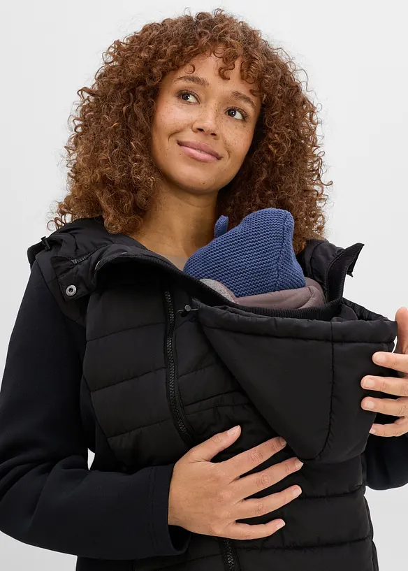 Giacca pr&eacute;maman trapuntata 3 in 1 con inserto babywearing (set 3 pezzi), bonprix