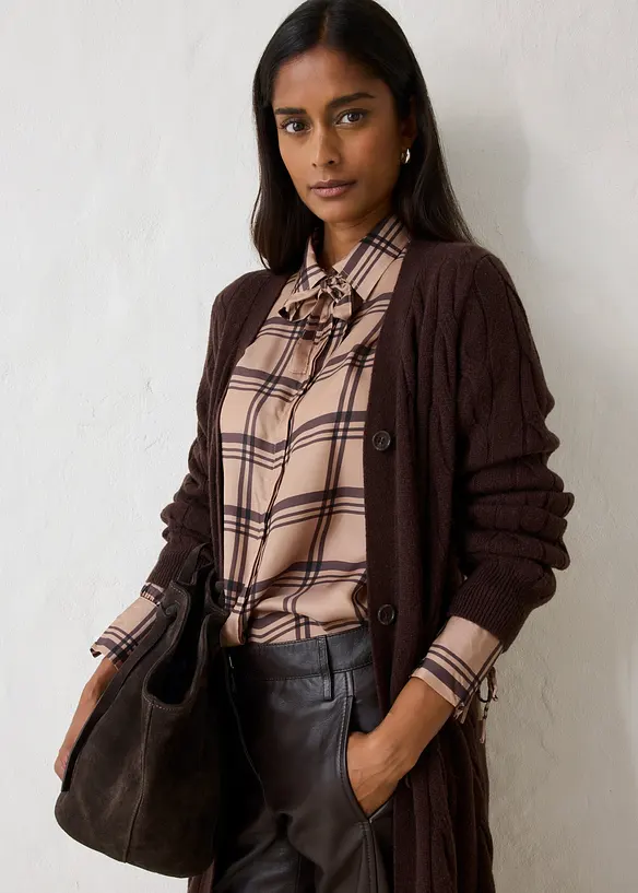 Cardigan lungo con percentuale di morbida lana, bonprix