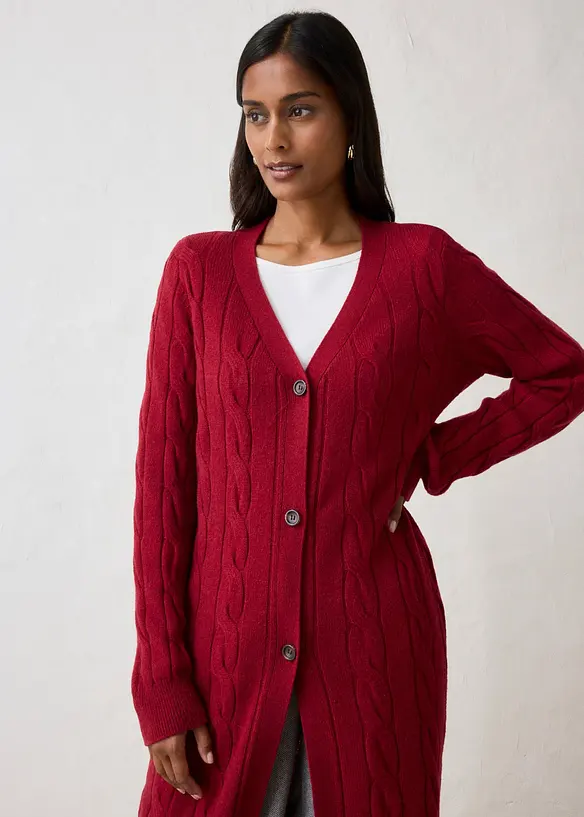 Cardigan lungo in misto lana morbido, bonprix