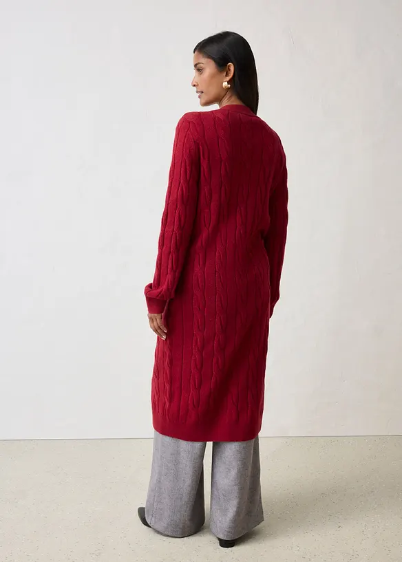 Cardigan lungo in misto lana morbido, bonprix