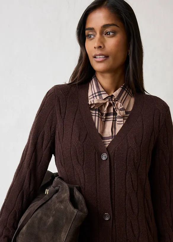 Cardigan lungo con percentuale di morbida lana, bonprix
