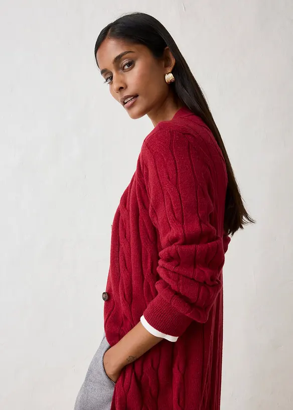 Cardigan lungo in misto lana morbido, bonprix