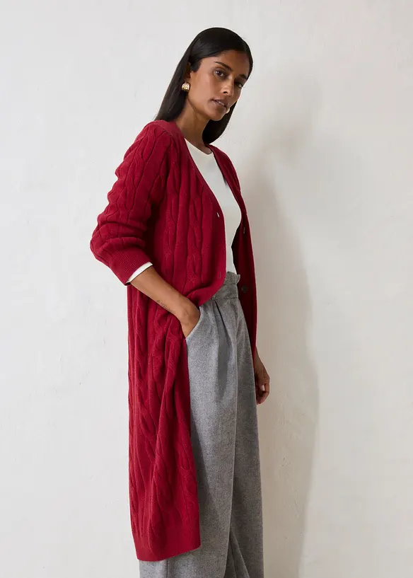 Cardigan lungo in misto lana morbido, bonprix