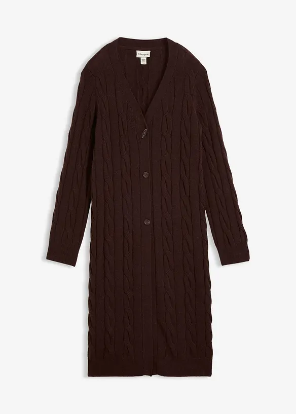 Cardigan lungo con percentuale di morbida lana, bonprix