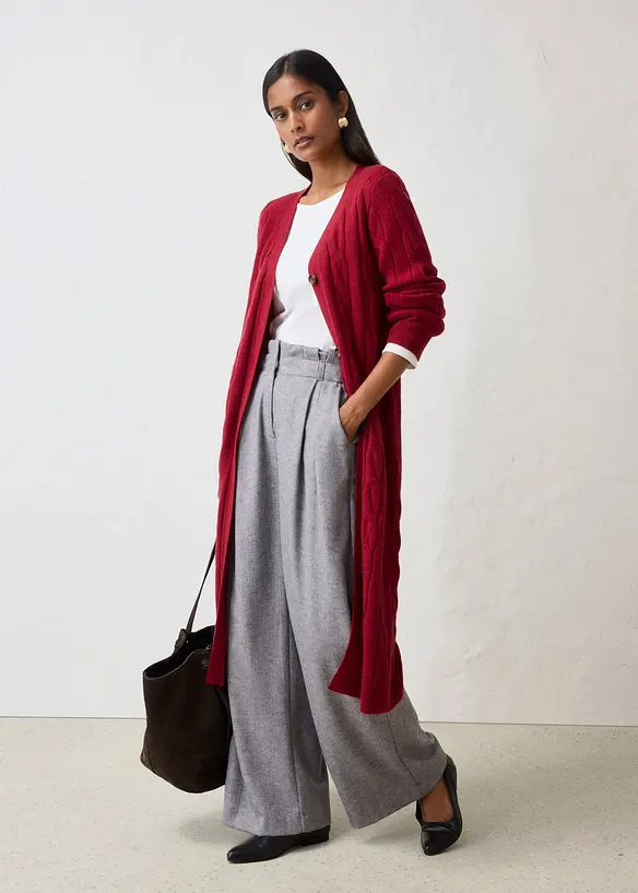 Cardigan lungo in misto lana morbido, bonprix