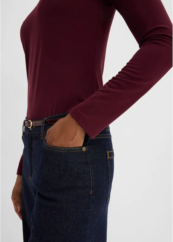 Maglia in jersey singolo e pizzo con scollo a V, bonprix