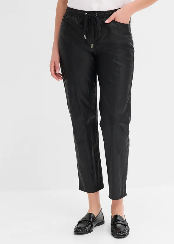 Pantaloni in similpelle con elastico in vita, bonprix