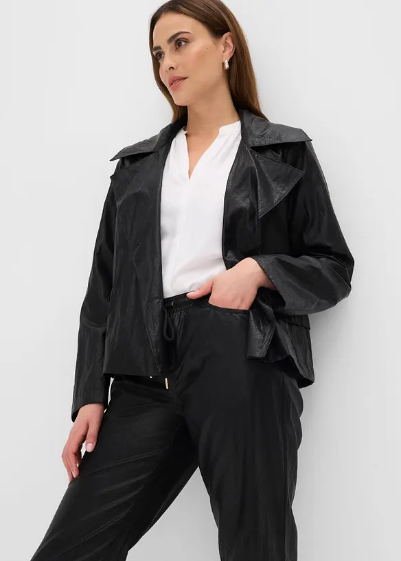 Pantaloni in similpelle con elastico in vita, bonprix