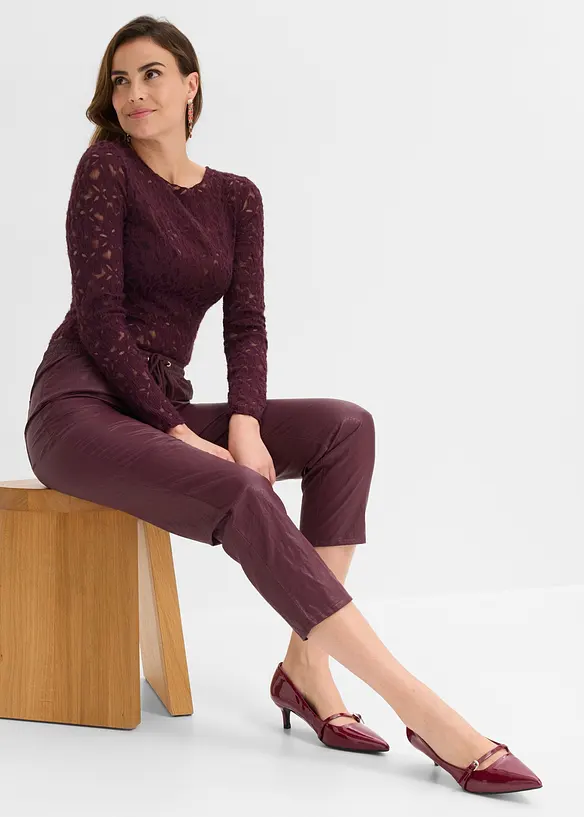 Pantaloni in similpelle con elastico in vita, bonprix