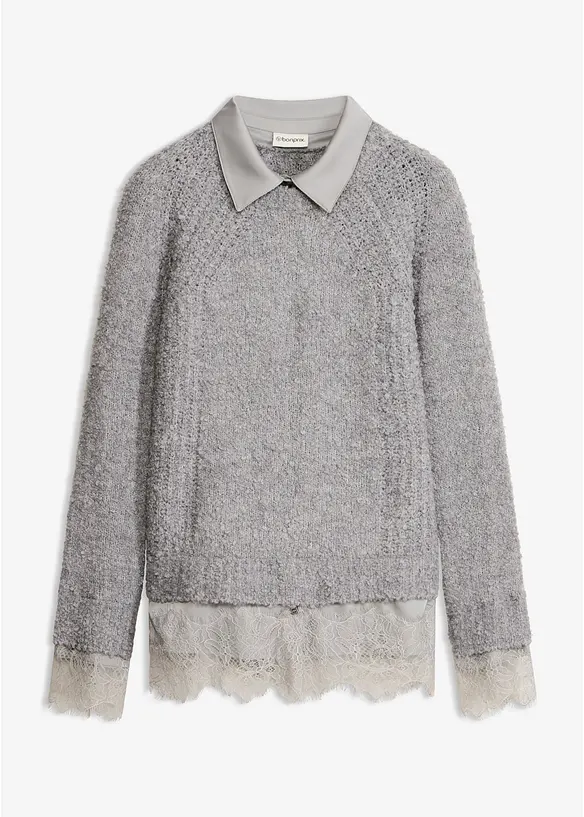 Maglione con inserto a camicia, bonprix