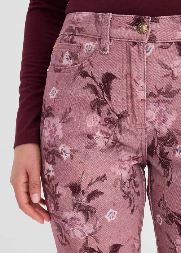 Pantaloni in twill con fantasia a fiori, bonprix
