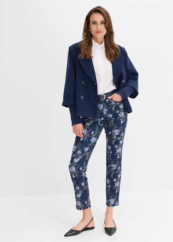 Pantaloni in twill con fantasia a fiori, bonprix